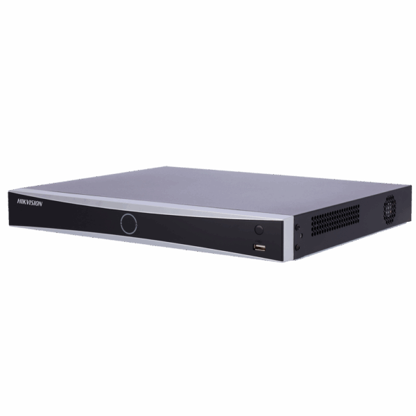 Hikvision grabador NVR 32 CH IP PoE gama PRO - Switch 16 CH PoE IEEE 802.3af/at 200 W - Resolución máxima 12Mpx@2ch - Alarmas | Audio | 2 HDD - Ancho de banda 256 Mbps | AcuSense - Detección de movimiento 2.0 | Face Recognition