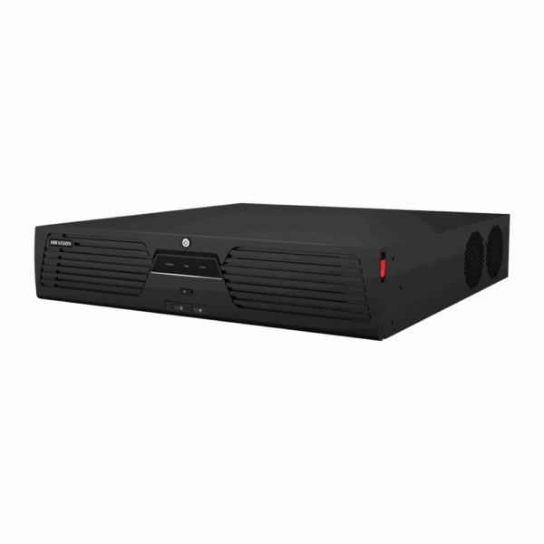 Hikvision grabador NVR 32 CH IP SOLUTIONS - Resolución máxima 32Mpx@2ch - Ancho de banda 320 Mbps - Alarmas | Audio | POS | RAID - Admite 8 discos duros | Salida de vídeo HDMI 8K - Fuente de alimentación redundante