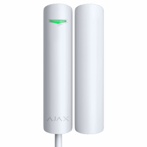 Contacto magnético puerta/ventana - Certificado grado 2 - Protocolo Fibra - Indicador LED  - 1 entrada para sensor cableado NC - Imán grande y pequeño