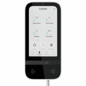 Teclado con pantalla IPS táctil y lector RFID - Armado/desarmado total o por grupos - Control de los escenarios de automatización - Autenticación: códigos