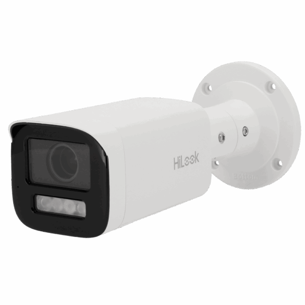 Cámara Bullet IP Hilook - Gama Hilook | microSD 512 GB - 4 MP | Lente motorizada 2.8~12 mm - IR 30 m | WDR 120 dB | Micrófono integrado - PoE | H.265+| IP67 | Luz blanca - WEB