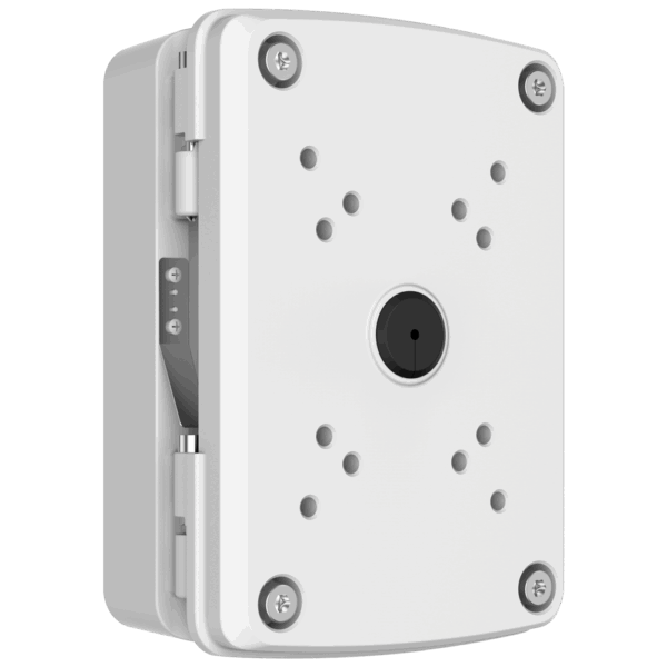 Caja de conexiones - Para cámaras bullet o domos - Apto para uso exterior - Instalación en techo o pared - Color blanco - Pasador de cables