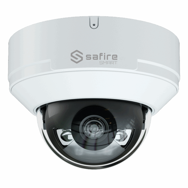 Safire Smart - Cámara Dome IP gama E1 Inteligencia Artificial - Resolución 6 Megapixel (3200x1800) - Lente 2.8 mm | Audio IN | IR y Luz Blanca 50m - AI: Clasificación de humano y vehículo - Impermeabilidad IP67 | PoE (IEEE802.3af) | P2P