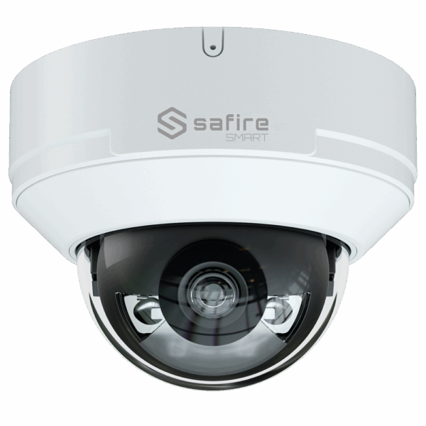 Safire Smart - Cámara Dome IP gama E1 Inteligencia Artificial - Resolución 8 Megapixel (3840x2160) - Lente 2.8 mm | Audio IN | IR y Luz Blanca 50m - AI: Clasificación de humano y vehículo - Impermeabilidad IP67 | PoE (IEEE802.3af) | P2P