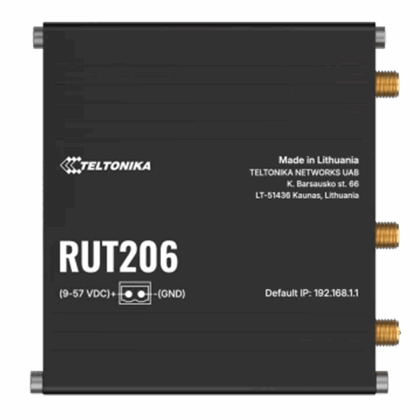Teltonika Router 4G Industrial - 2 puertos Ethernet RJ45 Fast Ethernet - 4G (LTE) Cat 4 hasta 150Mbps - 1 x 6-pin  RS232/RS485  - Wi-Fi 802.11b/g/n 2.4GHz - Carcasa Aluminio