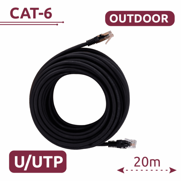 Cable UTP - Ethernet - Conectores RJ45 - Categoría 6 - Cubierta especial para exterior ( Negro ) - 20 m