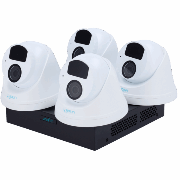 Kit de Videovigilancia Uniarch - NVR 8CH PoE - 4 Cámaras Turret IP67 - 2 MP | 2.8 mm | IR 30 m  - Espacio para 1 HDD - Compatible con ONVIF