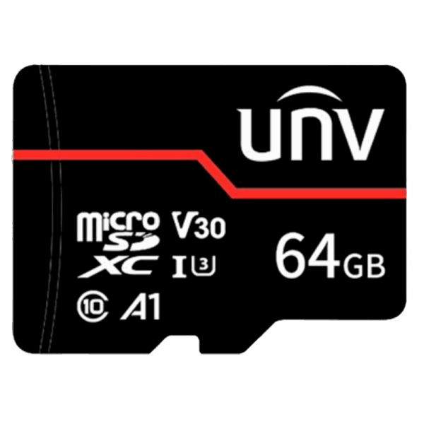 Tarjeta de memoria Uniview - microSD | Capacidad 64 GB - Clase 10  | Velocidad escritura 70 MB/s - Hasta 3.000 ciclos de escritura - Formato exFAT - Amplio rango de temp.: -25 ºC a 85 ºC