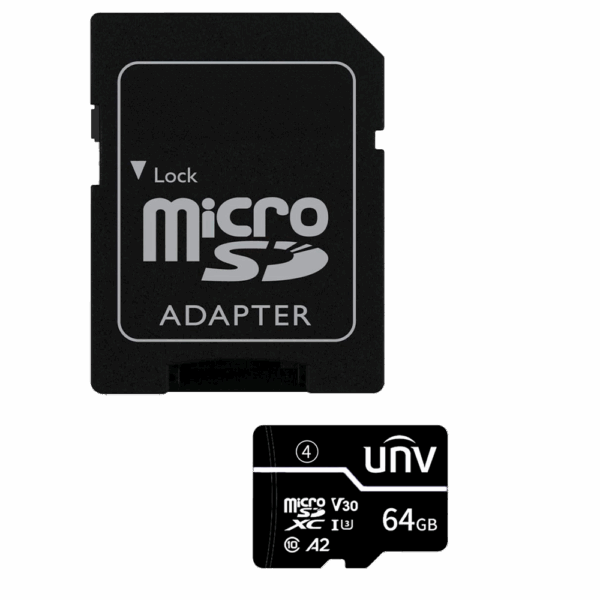 Tarjeta de memoria con adaptador Uniview - microSD | Capacidad 64 GB - Clase 10 | Velocidad escritura 35 MB/s - Hasta 500 ciclos de escritura - Formato exFAT - Ideal para móviles