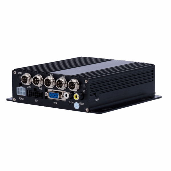 MDVR básico 4 canales AHD 1080P - Grabación en tarjeta SD - Conectores M12 4 pines - 4 entradas de alarma y 2 salidas