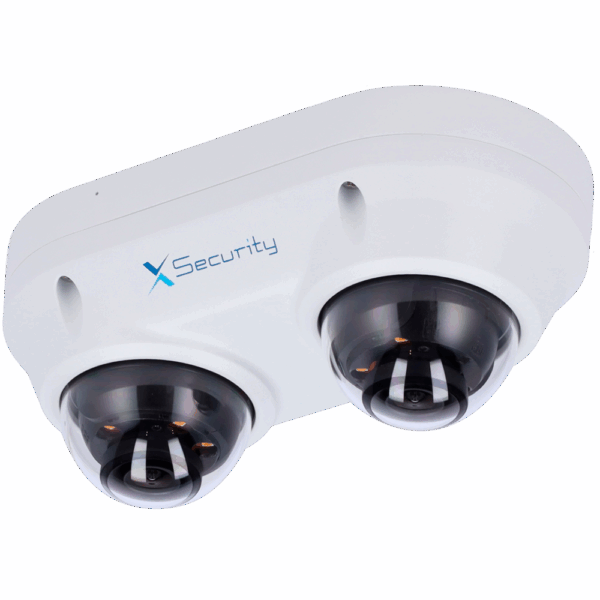 X-Security Cámara IP Domo dual - 2x 4 Megapíxel  (2560x1440) - 2x Lente fija 2.8mm - WDR 120dB | Dual Light(IR 30m y Luz Blanca 20m) - WizSense