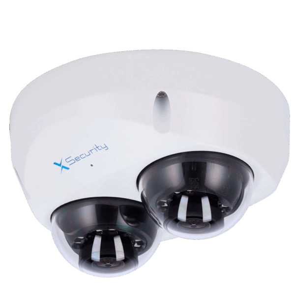 X-Security Cámara IP Domo dual - 2x 4 Megapíxel  (2560x1440) - Lente fija 2.8mm - WDR 120dB | Dual Light(IR 60m y Luz Blanca 60m)