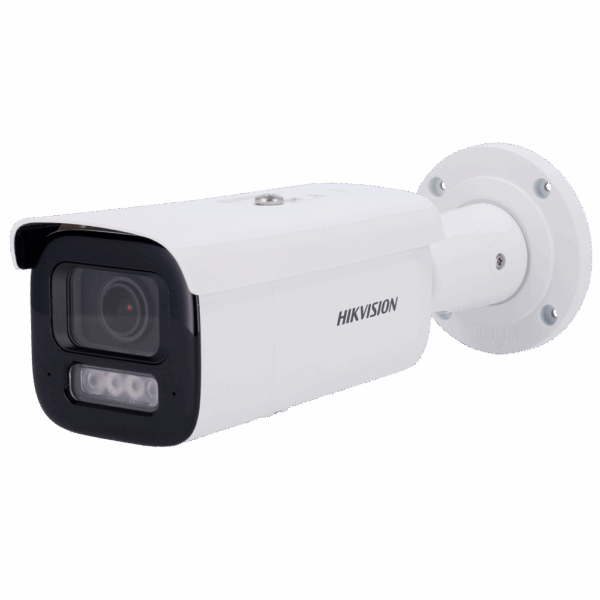 Hikvision cámara Bullet IP gama PRO - Resolución 2 Megapíxel (1920x1080) - Lente varifocal motorizada 2.8~12 mm - Luz híbrida 60 m | Detección de movimiento 2.0 - AcuSense | PoE+ | MicroSD | IP67 | IK10 - Alarmas | Audio | Micrófono dual en array