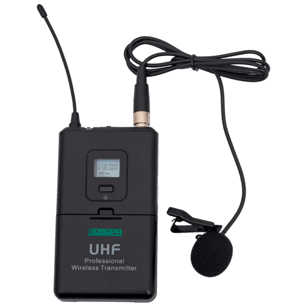 Micrófono lavalier - UHF - Control de volumen - Hasta 8h de autonomía - Compatible con receptor DSPPA-D5815