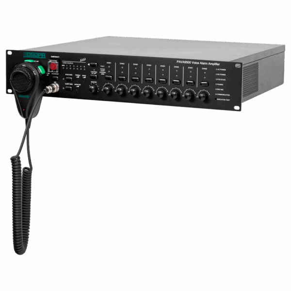 Sistema de emergencia - Amplificador de backup - Potencia 500W - 2 Entradas MIC - 4 entradas LINE - Software de gestión