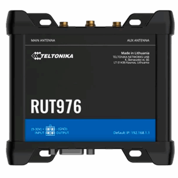 Teltonika Router 5G RedCap Industrial - 4 puertos Ethernet RJ45 Fast Ethernet - Dual SIM 5G RedCap hasta 233Mbps - 3x Entrada + 3x Salida Digital + RS232 + RS485 - Wi-Fi 802.11b/g/n 2.4GHz - Posicionamiento GNSS