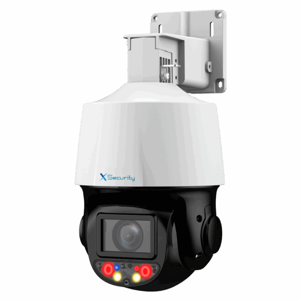 Cámara IP PTZ X-Security 4 Mpx Gama Pro - Lente varifocal 4~40 mm (zoom óptico 10x) - Dual Light  | Alcance IR 70 m | Luz blanca 30 m - IVS (Protección perimetral) | SDM 3.0 - Detección de rostros | Auto Tracking - IP66 | Audio | Alarmas | PoE+ | MicroSD
