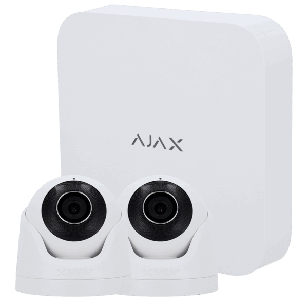 Kit de videovigilancia Ajax - Grabador Ajax de 8 canales   - 2 cámaras turret de 5 Mpx Ajax - IR LEDs Alcance 50m