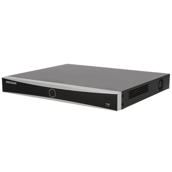 Hikvision - Gama PRO - Grabador NVR 8 CH IP  / 8x Puertos POE af/at - Resolución máxima 32Mpx | Alarmas | AcuSense - Ancho de banda 96 Mbps | Admite 2 discos duros - AcuSeek