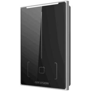 Lector de acceso - Acceso por tarjeta MF DESFire - Indicador LED y acústico - Wiegand 26/34 | RS485 - Compatible con controladoras Hikvision - Apto para exterior IP65