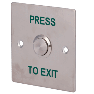 Pulsador de liberación de puerta - Uso profesional - Testado 500.000 usos - NO/NC/COM | Empotrado o superficie - Medidas 86 (Al) x 86 (An) x 29 (Fo) mm - Fabricado en acero inoxidable