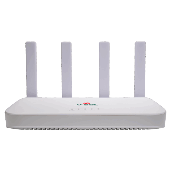 V-SOL Router ONT Wi-Fi 6 - 1X PON 1x LAN RJ45 2.5GE 3x LAN RJ45 GE 1x RJ11  - 802.11ax 2x2 doble banda 2.4 y 5GHz  - Ideal para FTTH doméstico y empresarial