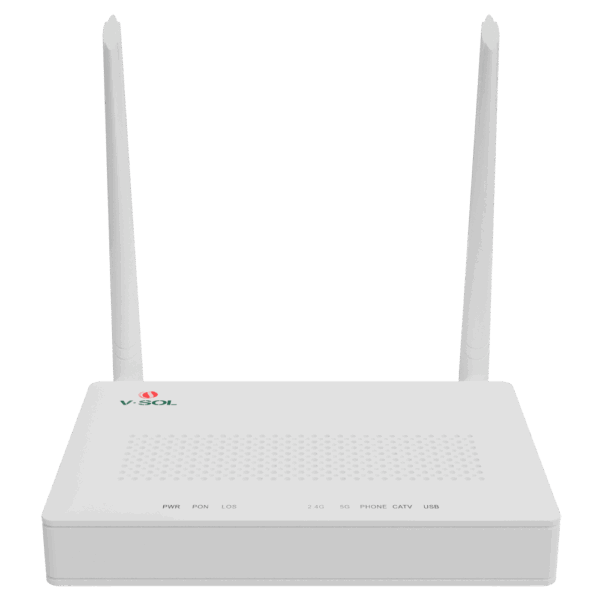 V-SOL Router ONT Wi-Fi 5 - 1X PON  4x LAN RJ45 GE 1x RJ11 1x CATV - 802.11ac 2x2 doble banda 2.4 y 5GHz  - Ideal para FTTH doméstico y empresarial