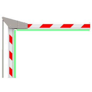 Brazo de barrera para parking - Compatible con PB-PARKBARRIER-ULTRA707 - Brazo acodado en 90º de 3 m - Fabricado en aluminio - LEDs de estado | Tira de goma - Fácil instalación