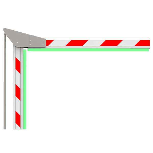 Brazo de barrera para parking - Compatible con PB-PARKBARRIER-ULTRA707 - Brazo acodado en 90º de 3 m - Fabricado en aluminio - LEDs de estado | Tira de goma - Fácil instalación