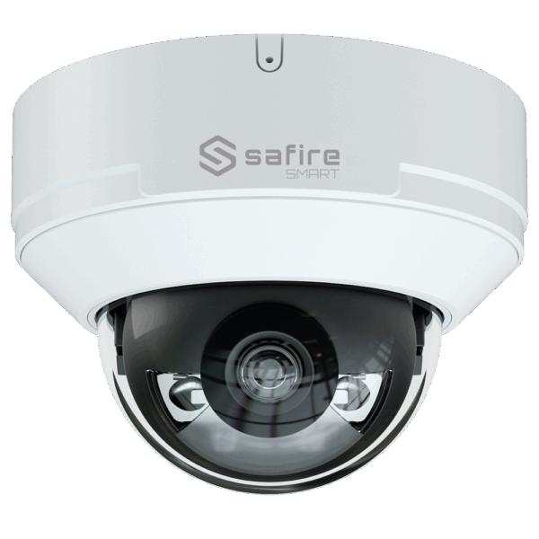 Safire Smart cámara Domo IP gama E1 con AI-ISP - Sensor 1/2.9" gran apertura F1.0 Night Color X - Resolución 4 Megapíxel (2688x1520) | MicroSD - Lente 2.8 mm | Micrófono integrado | LED 30m - AI: Clasificación de humano y vehículo | Conteo - Impermeabilidad IP67 & IK10 | PoE (IEEE802.3af)