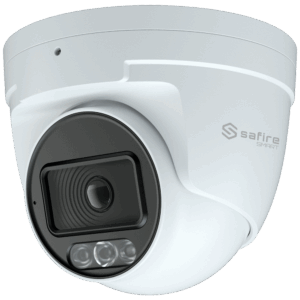 Safire Smart cámara Turret IP gama I1 con AI-ISP - Sensor 1/1.8" gran apertura F1.0 Night Color X - Resolución 4 Megapíxel (2688x1520) | MicroSD 1TB - Lente 2.8 mm | Micrófono integrado | LED 30m - AI:Clasificación de humano y vehículo| Metadatos - Impermeabilidad IP67 | PoE (IEEE802.3af)
