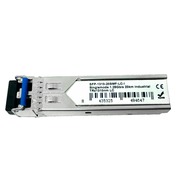 Módulo transceptor SFP Industrial - TRx 1310 nm - Fibra monomodo - Conector LC UPC dúplex - Máximo 20 km - 1.25Gb/s - 1000Base-LX