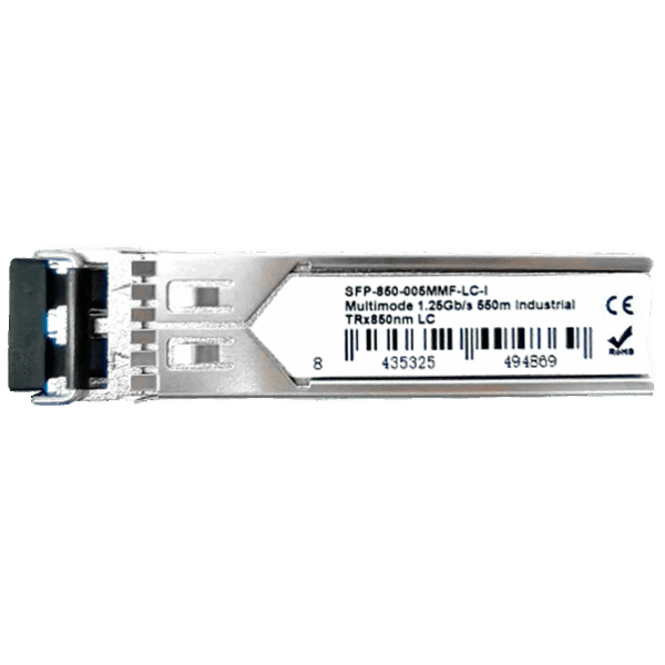 Módulo transceptor SFP Industrial - TRx 850 nm - Fibra multimodo - Conector LC dúplex - Máximo 550 m - 1.25Gb/s - 1000Base-SX
