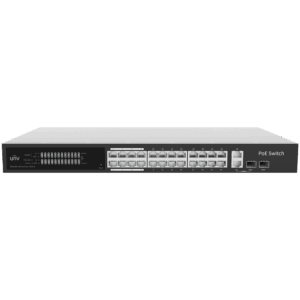 Uniview Switch PoE Cloud Gestionable - 24 PoE802.3af/at + 2 uplink RJ45 + 2 SFP - 24 RJ45 FE + 2 GE + 2 SFP - 30W por puerto 802.3af/at / Máximo 250W - VLAN/Port Isolation/Loop Detection - Port Speed Limit