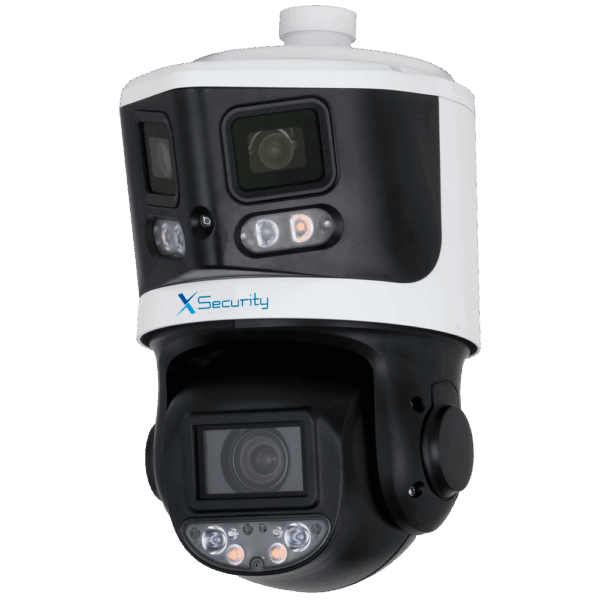 X-Security IP tándem gama ULTRA - Doble Lente (Panorámica 8Mpx + PTZ 4Mpx) - Lente PTZ 4~40 mm | 10X | PoE+ - Lente panorámica 2.8 mm | Dual Light 70 m - AutoTracking | Alarmas | Audio | MicroSD | IP66 - IVS | SMD 4.0 | Smartlight | Face Capture