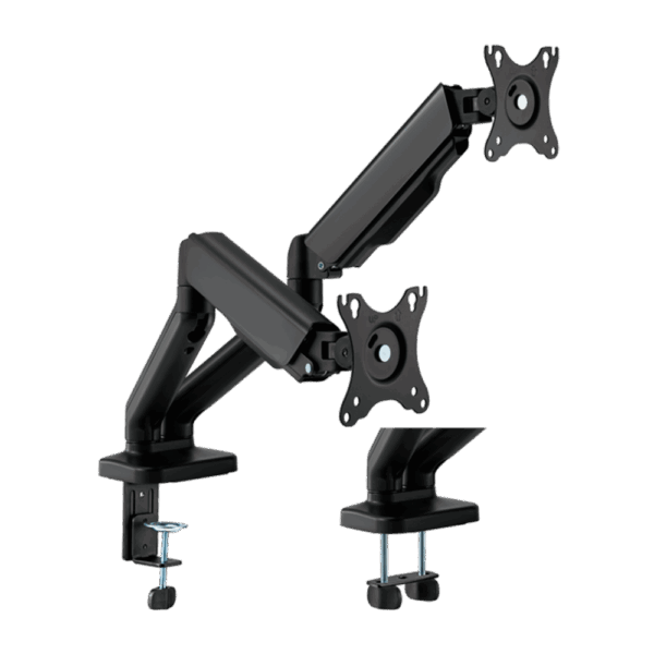 Soporte para doble monitor - Instalación en mesa - Carga máxima 9 Kg/brazo - Inclinación -90º +90º - VESA 75x75mm - VESA 100x100mm