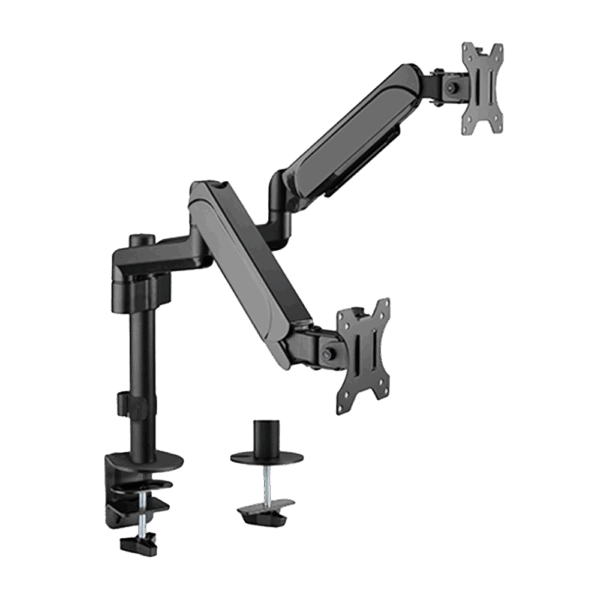 Soporte para doble monitor - Instalación en mesa - Carga máxima 9 Kg/brazo - Inclinación -35º +35º - VESA 75x75mm - VESA 100x100mm