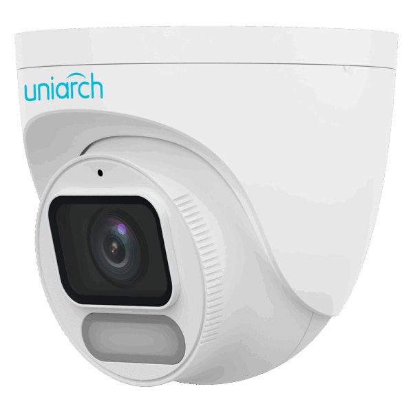 Cámara IP Turret | Uniarch - 4 MP | Lente 4 mm | microSD 512 GB - Luz blanca 30 m | WDR 120 dB - Color Hunter con tecnología WISE-ISP - PoE | UMD | IP67 - Botón de reset | Micrófono incorporado