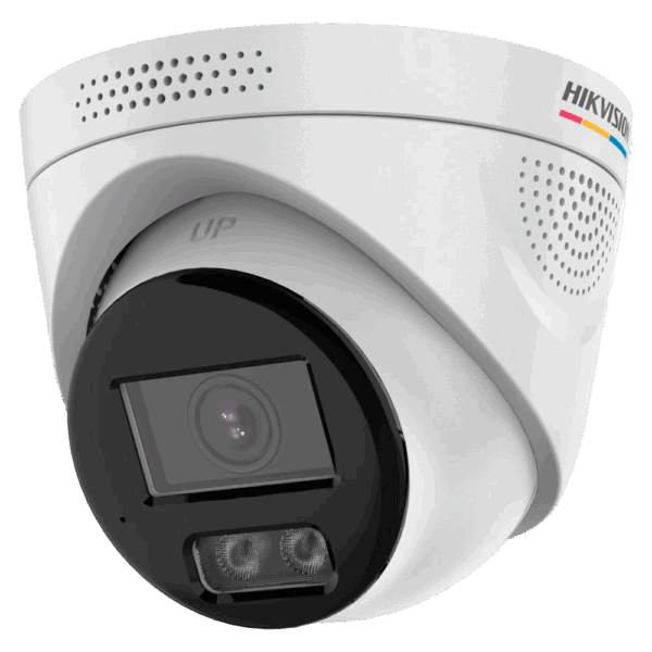 Hikvision cámara IP Turret gama VALUE ColorVu3.0 - Resolución 4 MPx | PoE IEEE802.3af - ColorVu3.0: imagen a color HikAI-ISP F1.0 1/1.8" - 2.8 mm | Micrófono | Luz híbrida hasta 30m - Detección movimiento 3.0 | Altavoz/Luz policial -  IP67 | Slot tarjeta microSD hasta 512GB