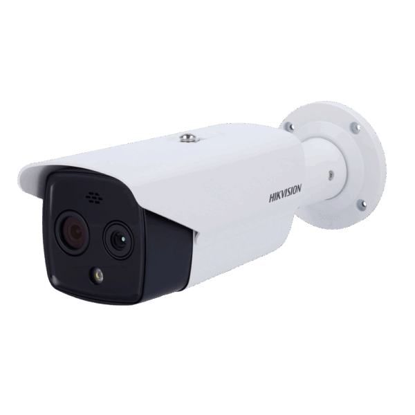 Cámara térmica Dual IP Hikvision Gama PRO - Sensor térmico 160x120 VOx | Lente 6.2 mm - Sensor óptico 1/2.7” 4 Mpx | Lente 8 mm - Sensibilidad térmica ≤ 40mK - Detección de preventiva de incendios y alarma - Rango medición temp -20~150ºC / ± 8ºC