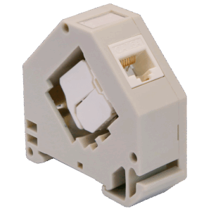 Conector para cables UTP - Conector salida RJ45 - Compatible UTP categoría 6A - Fácil instalación sin necesidad de herramientas - Montaje en carril DIN