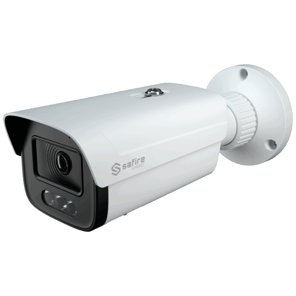 Safire Smart cámara Bullet IP gama E1 con AI-ISP - Sensor 1/1.8" gran apertura F1.0 Night Color X - Resolución 8 Megapíxel (3840x2160) | MicroSD - Lente 2.8 mm | Micrófono integrado | LED 30m - AI: Clasificación de humano y vehículo | Conteo - Impermeabilidad IP67 | PoE (IEEE802.3af)