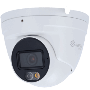 Safire Smart cámara Turret IP gama E1 con AI-ISP - Sensor 1/1.8" gran apertura F1.0 Night Color X - Resolución 8 Megapíxel (3840x2160) | MicroSD - Lente 2.8 mm | Micrófono integrado | LED 30m - AI: Clasificación de humano y vehículo | Conteo - Impermeabilidad IP67 | PoE (IEEE802.3af)