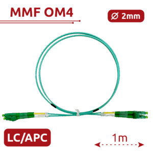 Cable de conexión de fibra óptica - Fibra multimodo OM4 - Conector LC APC dúplex - Longitud 1m - Cubierta LSZH - Compatibilidad genérica