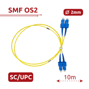 Cable de conexión de fibra óptica - Fibra monomodo OS2 - Conector SC UPC dúplex - Longitud 10m - Cubierta LSZH - Compatibilidad genérica