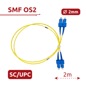 Cable de conexión de fibra óptica - Fibra monomodo OS2 - Conector SC UPC dúplex - Longitud 2m - Cubierta LSZH - Compatibilidad genérica