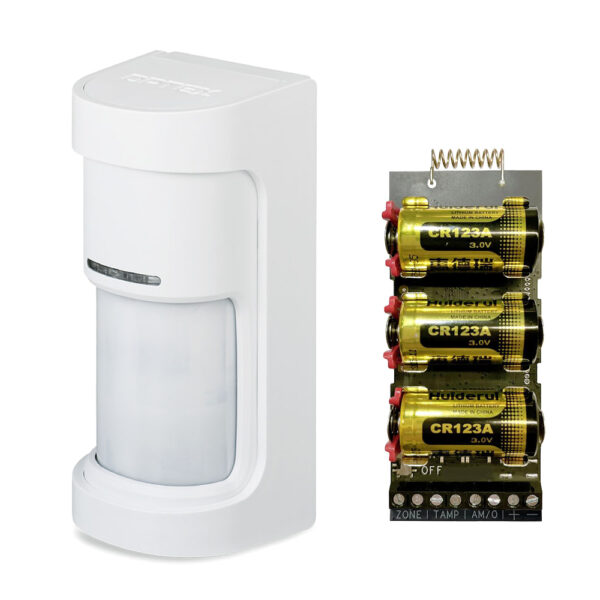 Detector PIR panorámico inalámbrico 180° serie WX Shield Exterior Antimasking Optex + Transmisor vía Radio AXPRO Hikvision
