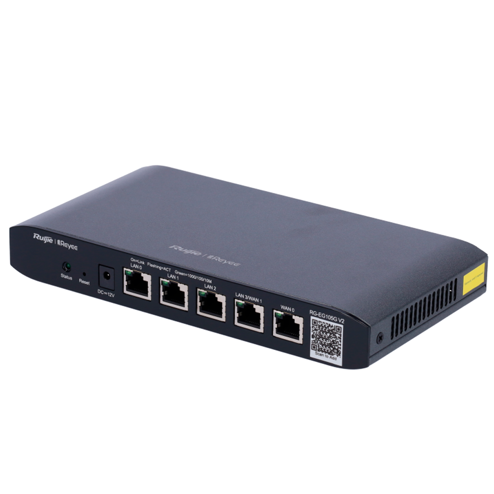 Reyee Router Controlador Cloud - 5 Puertos RJ45 10/100 /1000 Mbps - Admite hasta 2 WAN para failover o balanceo - Hasta 600Mbps de ancho de banda - Servidor VPN IPSec