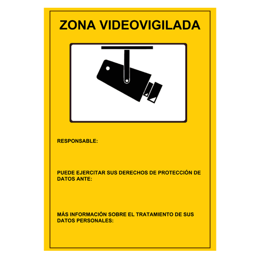 CCTV & Alarmas Cartel de plástico Serigrafía Zona Videovigilada AC-CARTEL-ES
