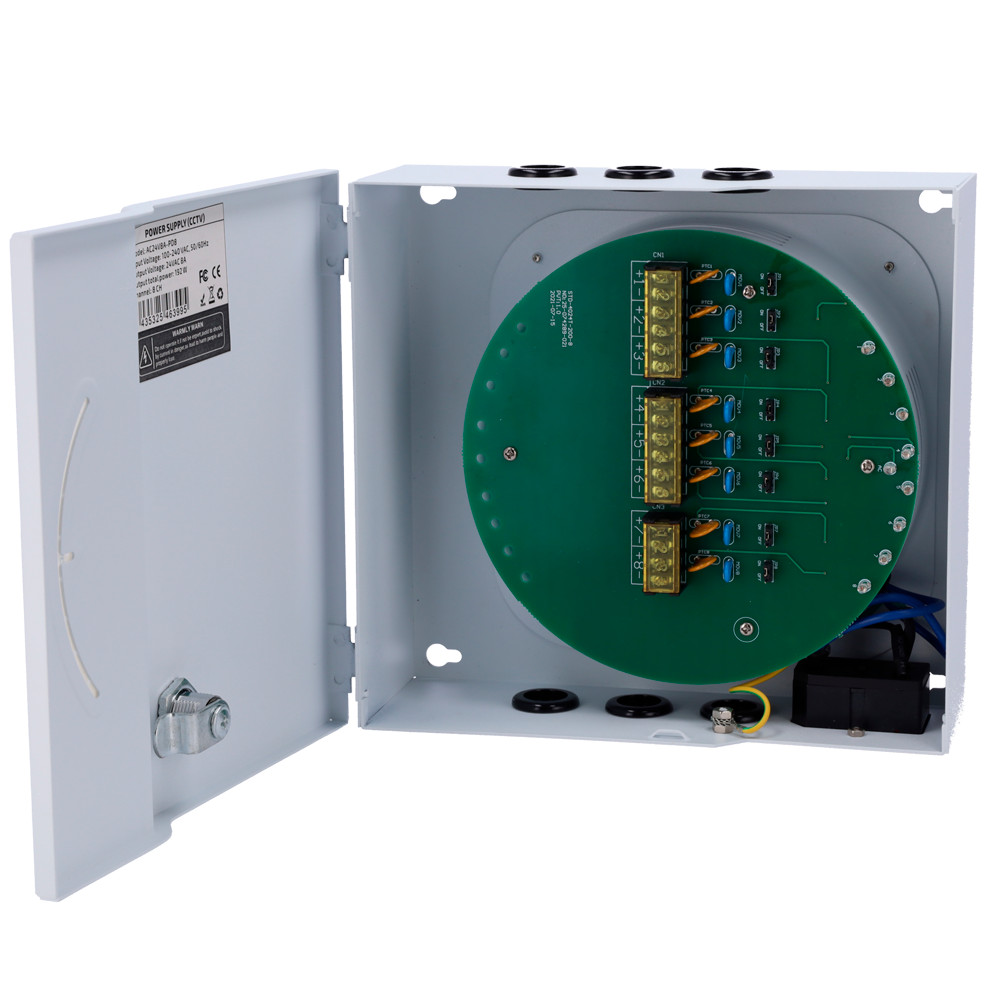 CCTV & Alarmas Caja de distribución de alimentación AC24V8A-PD8